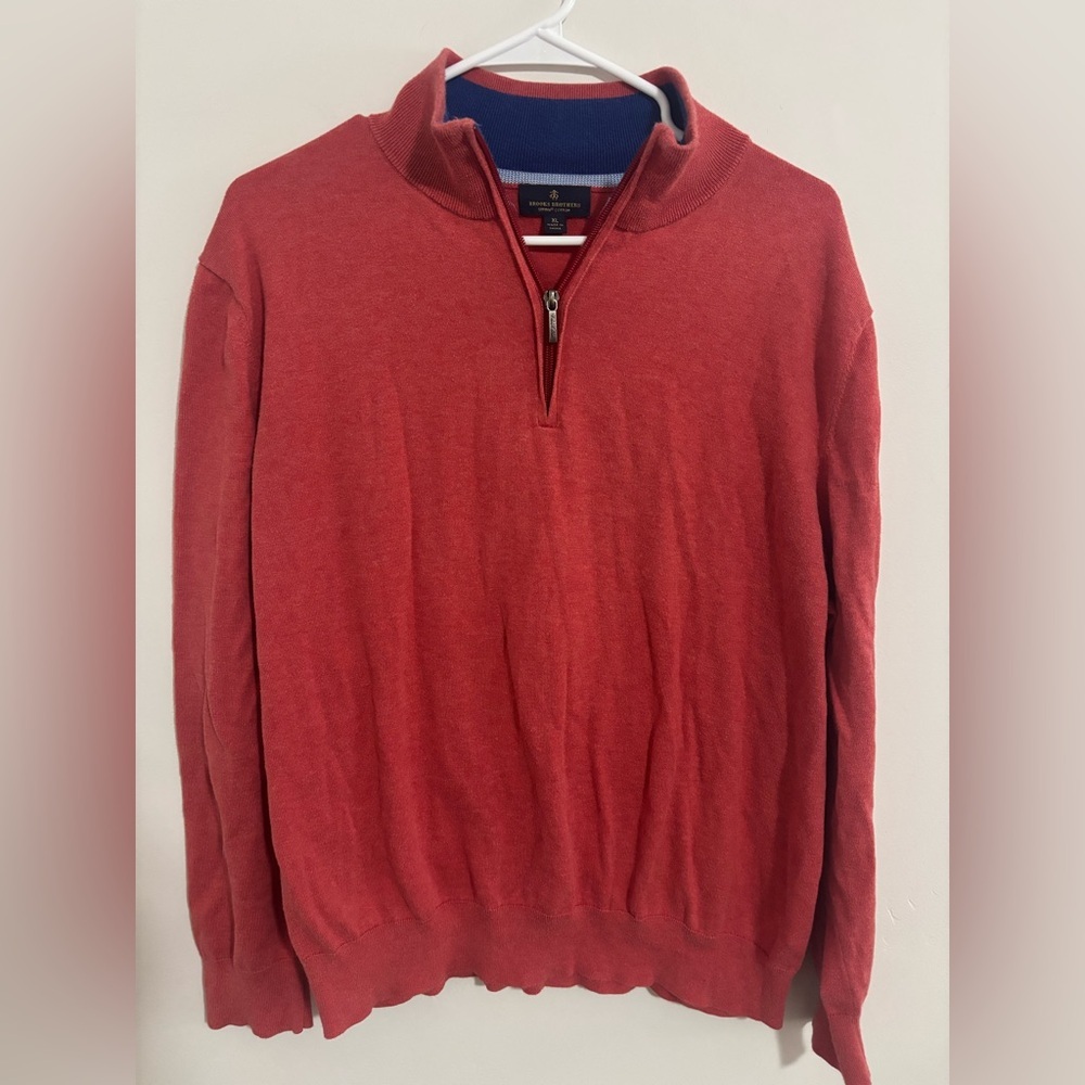 Gorgeous classic Brooks Brothers Men's Red Zip-Up Sweater 100% Cotton